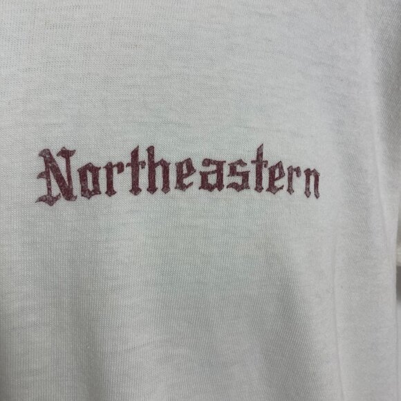 Vintage Champion Northeastern University Ringer T Shirt Large Thrashed 50s 60s - Picture 10 of 12